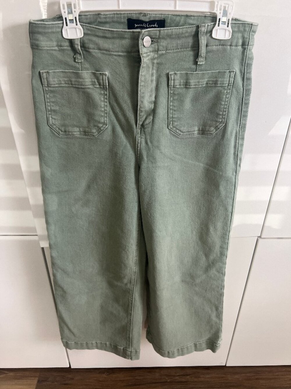 RISEN High Rise Patch Pocket Cropped Flair Jeans Size 9/29